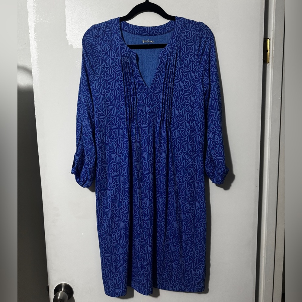 Lilly Pulitzer Blue Geometric Pattern Tunic Dress